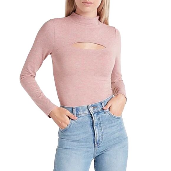 EXPRESS BODY CONTOUR MOCK NECK CUTOUT BODYSUIT IN MAUVE NWOT WOMEN'S MEDIUM - Picture 1 of 11